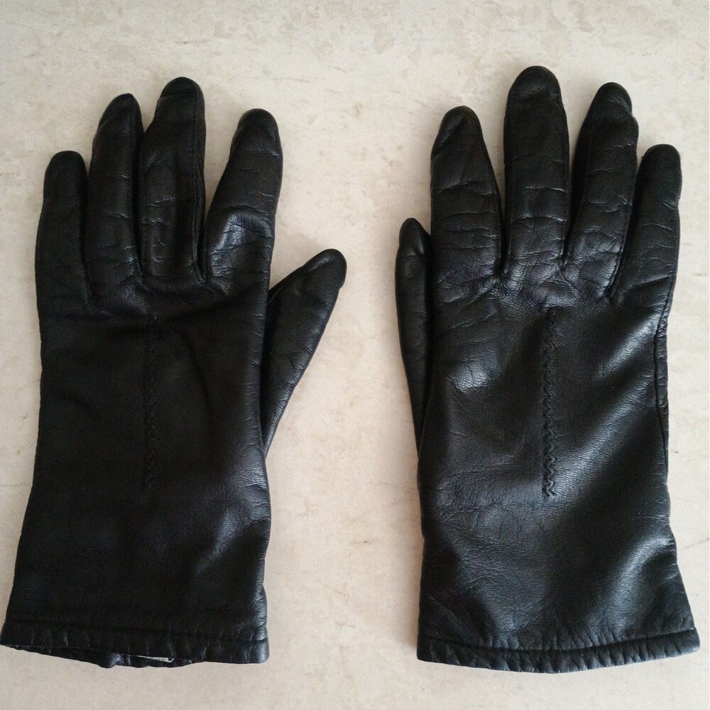 Fownes Genuine Leather Gloves Black Acrylic Lining Womens Med
